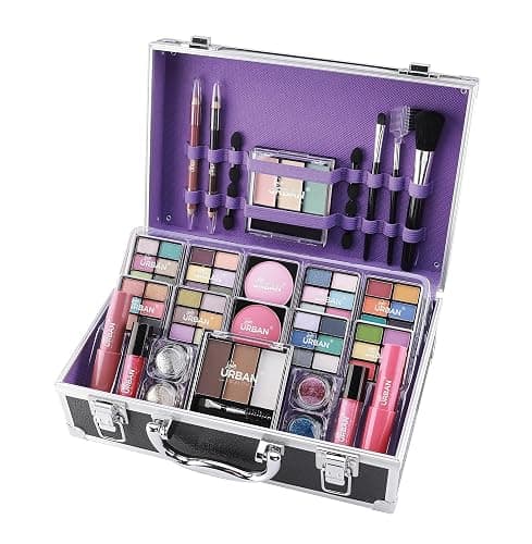 Love Urban Beauty Bliss Makeup Case Vegan Products – Complete Suitcase Eyeshadow, Blusher, Lipstick, Eyebrow Wax & Powder, Brushes Aluminum-Framed Organizer, Black, 1.0 count thumbnail 6