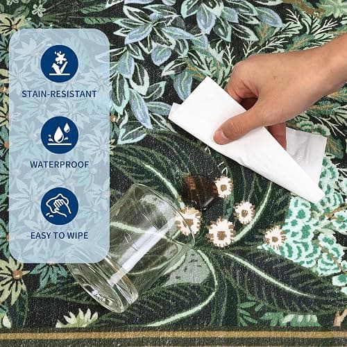 GarveeHome Forest Rugs 6x9, Blue Green Washable Area Rug for Living Room, Botanical Low Pile Non Slip Stain Resistance Woodland Area Rug for Farmhouse, Bedroom, Dining Room thumbnail 7