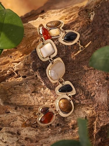 MINACHI Geometric Metal Stone Bracelets, Trendy Personality Jewelry for Women thumbnail 8