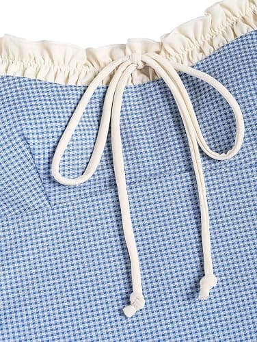 seamoly Women’s Cute Tankini Set Gingham Two Piece Swimsuits with Bow Back Tie Side Bottom thumbnail 6