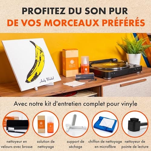 Kit Nettoyage Vinyle par SPINCARE | 5-en-1 Nettoyante pour LP Disques Vinyle, Antistatique Tampon Nettoyant en Velours, Support De Séchage/Présentoir Et Brosse pour Pointe De Lecture thumbnail 2