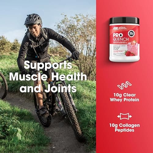 Optimum Nutrition Pro Quench, 10g Clear Protein, 10g Collagen peptides & Electrolyte Powder Drink Mix, Strawberry, 20 Servings, 520 Grams (Packaging May Vary) thumbnail 4