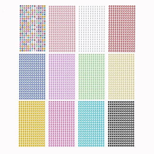 3120pcs 6mm Self-Adhesive Rhinestone Stickers Gem Stickers Jewels Crystal Embellishment Sheet for Crafts DIY Card Making (12 Sheets) - Image 1