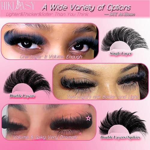 300D Lash Clusters D+ Curve Mega Volume 10-18mm Eyelash Clusters Huge Plus Pack 280pcs Lashes Reusable Wispy Clusters No Plastic Feeling Matte Black By Hiklasy thumbnail 5
