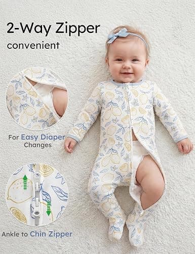 Yoofoss Baby Pajamas 100% Organic Cotton Baby Sleepers for Newborn 0-3 3-6 6-9 Months Boys Girl Clothes 3pcs Footed PJs thumbnail 3