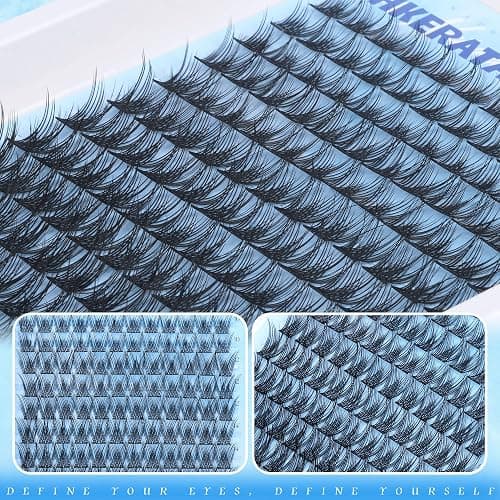 PHKERATA Wispy Lash Clusters Natural Eyelash Clusters Fairy Lashes Clusters CD Curvature Cluster Eyelash Extensions DIY Soft Individual Lashes at Home Eyelash Extension with Thin Band, 8-16 mm thumbnail 6