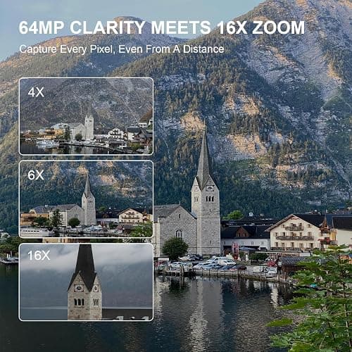 Yatao Digital Cameras for Photography and Vlogging, 6K 64MP Flip Screen, Dual Lens, Microphone for Video, 64GB TF Card, Compact Photo WiFi Camera for YouTube Kit Travel, Beginners (Black) thumbnail 3