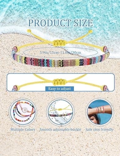 LOLIAS 24 Pieces Ankle String Bracelets for Women Surfer Wave Boho Bracelet Adjustable Handmade Friendship Bracelet String Ocean Beach Boho Bracelets Anklets for Women thumbnail 2