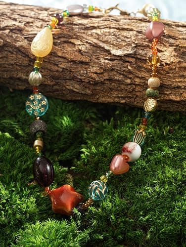 MINACHI Multi Color Beads Necklace, Natural Stone, Pattern Beads, Bohemian Style, Gift Jewelry for Women thumbnail 6