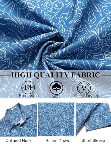 COOFANDY Mens Hawaiian Shirts Short Sleeve Button Down Aloha Shirt Casual Beach Clothes thumbnail 4