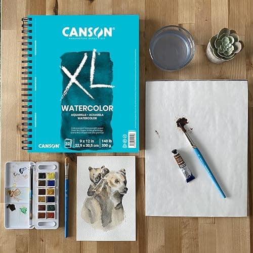 Canson XL Series Watercolor Pad, Heavyweight White Paper, Side Wire Binding, 30 Sheets, 9x12 inch thumbnail 2