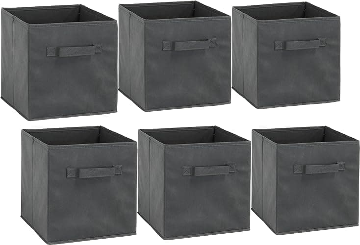 Simple Houseware 11 Inch Foldable Storage Bins Cubes Organizer, 6 Pack, Dark Grey thumbnail 3