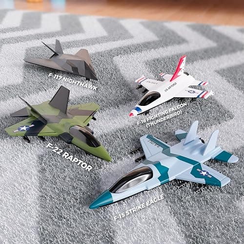 United Sates Air Force 4-Pack Toy Jet Squadron Die Cast Airplanes, Pull Back Military Fighter Jets, Diecast Air Plane Models thumbnail 3