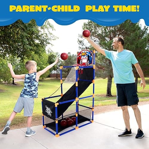 JOYIN Arcade Basketball Game Set with 4 Balls and Hoop for Kids 3 to 12 Years Old Indoor Outdoor Sport Play - Easy Set Up - Air Pump Included - Ideal for Competition thumbnail 6