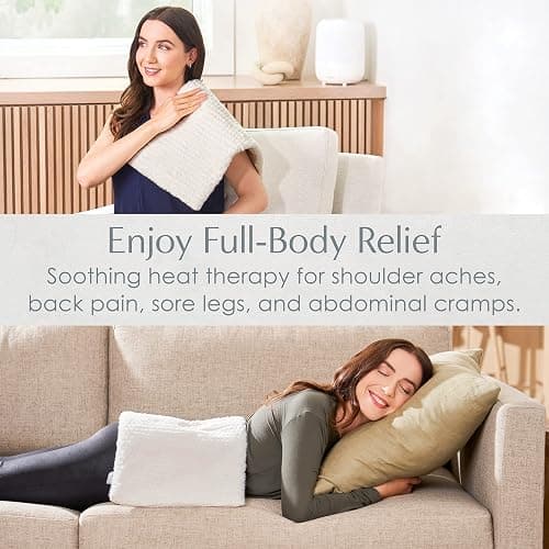 Pure Enrichment PureRadiance Luxury Heating Pad for Cramps, Back, Neck, & Shoulder Pain Relief, Patented Design, Soft Faux Fur & Micromink, 6 Heat Settings, Machine Washable, 12”x24”(Cloud) thumbnail 4