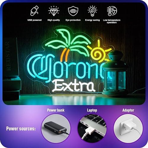 Palm Tree Coron Beer Neon Sign for Wall Decor Bar Light Up Signs Extra Beer LED Lights Man Cave Pub Store Party Club Gifts thumbnail 6