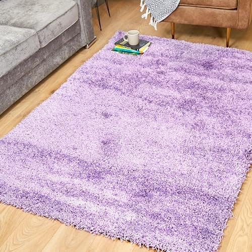 Bravich Lilac Lilac Shaggy Rug 80 x 150cm (2'7" x 4'11") 5cm Pile Medium Thick Fluffy Living Room Hessian Backed Washable - Image 1