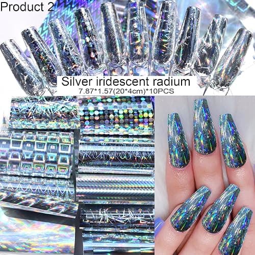 Nail Art Transfer Foils, 60 Pieces, Mixed Designs - Dried Flowers, Iridescent, Animal Print, Marble, Checkered Patterns, 1 Pcs Nail Art Engraving Pen Silicone Pen 7.87 x 1.57 inches(60) thumbnail 3