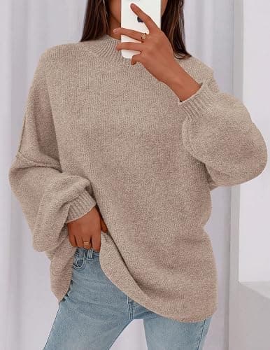 PRETTYGARDEN Women's 2025 Fall Oversized Sweaters Chunky Knit Mock Neck Long Sleeve Casual Trendy Pullover Winter Clothes thumbnail 3