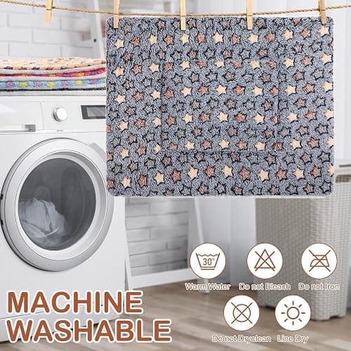 Haull 4 Pcs Waterproof Guinea Pig Bedding Winter Guinea Pig Bed Plush Cage Liners Soft Dog Cat Mat Reversible Winter Cozy Animal Pee Pad Hamster Bed Mat for Bunny(Star,13 x 10 Inch) thumbnail 6
