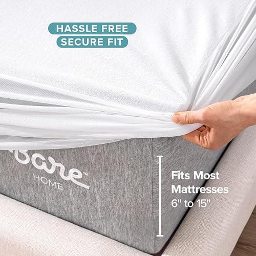 Bare Home Twin Extra Long Mattress Protector - 100% Waterproof & Breathable - Cooling Mattress Cover - Protects Against Spills - Vinyl Free - Dorm Essentials - Protect Your Mattress (Twin XL, White) thumbnail 4