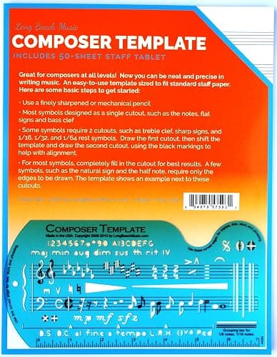 Song Writer's Composing Template Stencil for Music Notes & Symbols with Manuscript Staff Paper Tablet thumbnail 4