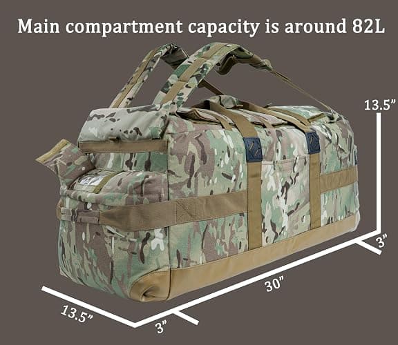 Backferry Large Military Duffle Bag Backpack Tactical Field Gear Equipment Duffel Bag Army Deployment Bag 85L thumbnail 2