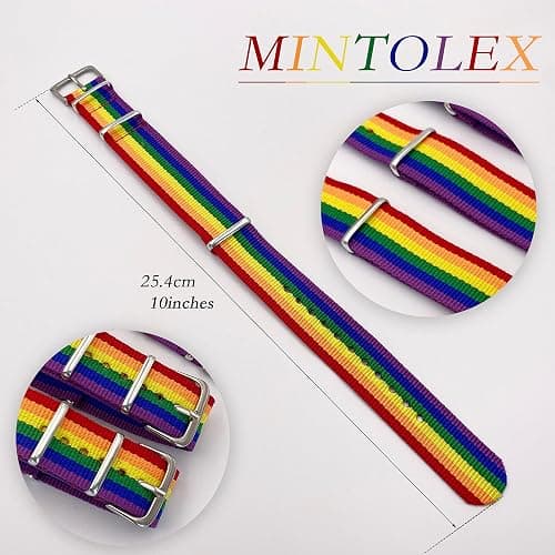 mintolex LGBT Pride Bracelet for Bisexual Lesbian Gay LGBTQ Pride Bracelets Handmade Nylon Adjustable Wristband Watch Band Rainbow Bracelets for Women Men Parade Bulk Multiple Pack thumbnail 2