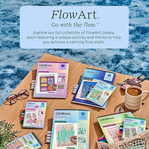 Lifelines FlowArt Mini Activity Pads, 3-Pack, Dot-by-Letter Coloring Books | 15 Markers & 60 Scenes - Guided Art Meditations for Tweens, Adults & Seniors - Dot-by-Letter - Patent-Pending thumbnail 7