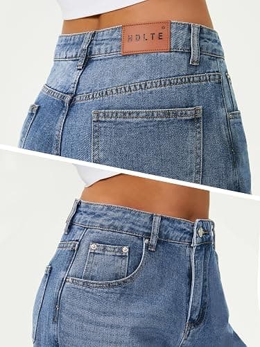 HDLTE Women Wide Leg Jeans High Waist Baggy Jean Loose Boyfriend Jeans Denim Pants Y2K thumbnail 6