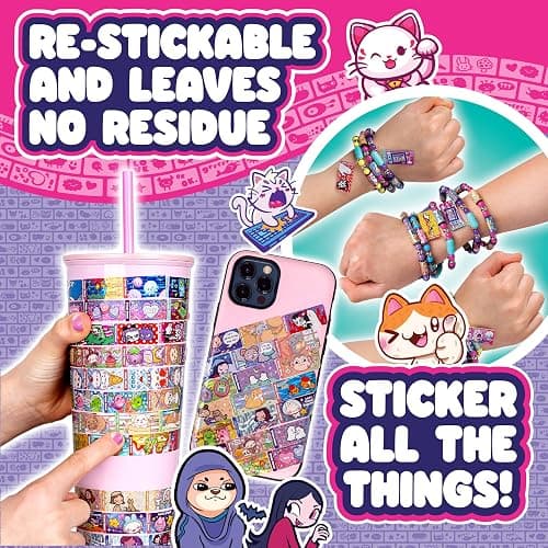 STICKI Rolls Sticki Book - The Original Wearable Shareable Toy Sticker Bracelet + Collection Book | Includes 120 Mini Stickers | Over 1000 Fun Sticker Designs to Collect! (Series 2) thumbnail 7