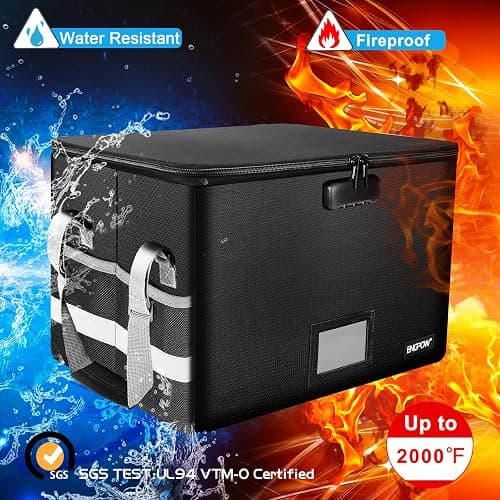Fireproof Box File Storage Organizer Anti-Static Box,Collapsible Fireproof Document Box Filing Box with Handle,Portable Home Office Safe Box for Hanging Letter/Legal Folder thumbnail 5