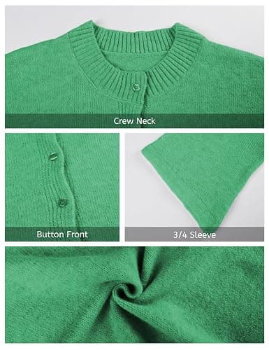 Springrain Cardigan Sweaters for Women Lightweight Knit Cropped Cardigan Button Up Solid Knitwear thumbnail 3