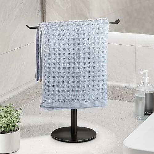 Towel Rack T-Shape Hand Holder for Bathroom,Headband and Lightweight Bathroom Racks,Kitchen Black Holder,Stainless Steel Waterproof Counter Organizer - Image 1