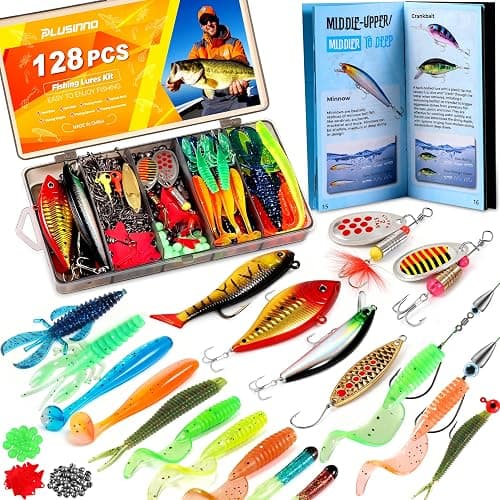 PLUSINNO Fishing Lures, All-in-One Fishing Tackle Box with Tackle Included, Fishing Gear Lure Bait Accessories Kit for Freshwater Bass Trout, Ideal Fishing Gifts for Men, Father & Beginners thumbnail 9
