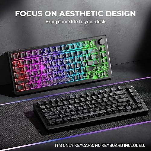 HITIME x XVX Spider Web Keycaps 60 75 100 Percent - Shine Through Keycaps w/IMD Tech, for Mechanical Keyboards, Full 118 Key Set, OEM Profile, Lines Backlit, Side Printed - Black thumbnail 2