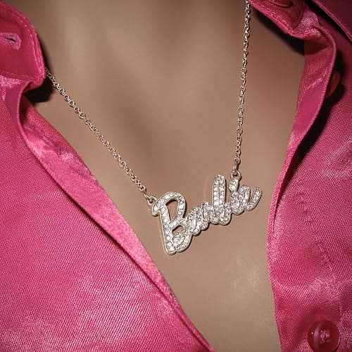 Barbie Crystal Script Logo Necklace (Silver) thumbnail 7