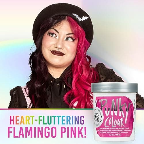 Punky Flamingo Pink Semi Permanent Hair Color - Vegan & Cruelty-Free Conditioning Hair Dye, Lasts Up to 35 Washes, 3.5 fl oz thumbnail 3