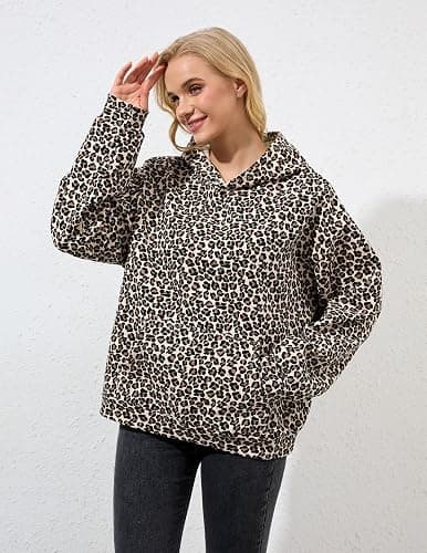 Ziesexy Womens Camo Hoodies Maple Leaf Print Oversized Hooded Pullover Shirt Fleece Long Sleeve Camo Sweatshirt With Pocket thumbnail 2
