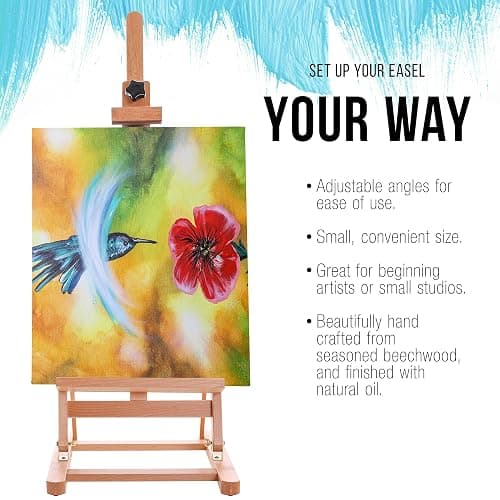 U.S. Art Supply Medium Wooden H-Frame Studio Tabletop Easel - Adjustable Stand, Holds Up to 27" Canvas, Portable Table Top Easel for Painting thumbnail 4