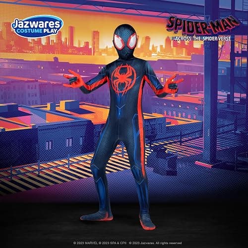 Marvel Miles Morales: Spider-Man Official Youth Deluxe Zentai Costume - Stretch Spandex with Hidden Zippers and Wrist Slits thumbnail 5