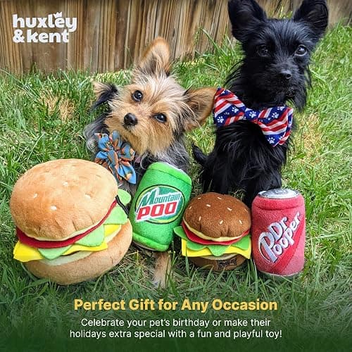 Huxley & Kent Funny Dog Toy w/Squeaker – Power Plush Squeaky Dog Toys for Small, Medium & Large Dogs – Soft Stuffed Animal for Indoor Play & Fetch - Dr Pooper, Small thumbnail 8