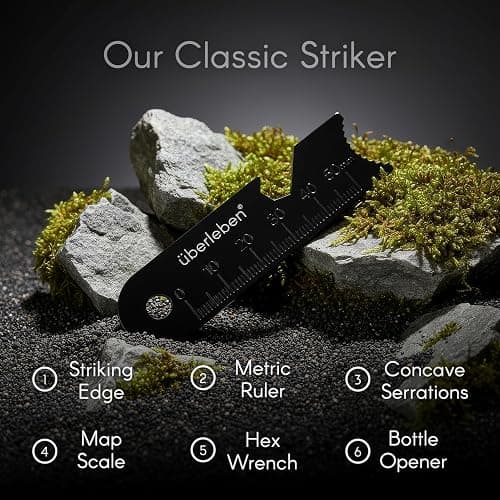überleben Ferro Rod Fire Starter for Survival w/Fire Striker (Up to 20,000 Strikes) - Compact Fire Steel for Hiking, Emergency Kit - Waterproof Flint and Steel - Camping Ferrocerium Rod with Striker thumbnail 5