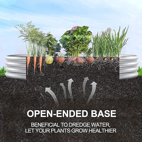 Land Guard Galvanized Raised Garden Bed Kit, Galvanized Planter Garden Boxes Outdoor, Oval Large Metal Raised Garden Beds for Vegetables………… thumbnail 5