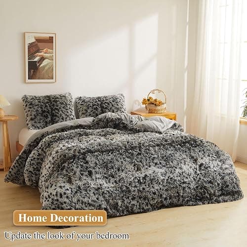 XeGe Leopard Faux Fur Fluffy Pillowcases, Plush Shaggy Soft Long Pillow Covers, Fuzzy Decorative Cheetah Print Pillow Cases, Furry Pillow Shams for Bed Sofa Zipper Closure, 2 Pack(Standard, Grey) thumbnail 6