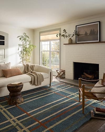 Loloi Magnolia Home by Joanna Gaines Waylon Collection WAY-01 Denim/Multi 5'-0" x 7'-6" Area Rug - Image 1