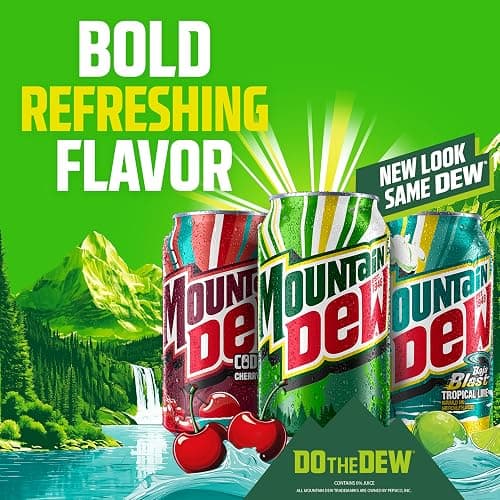 Mountain Dew Soda, 2 Flavor Baja Blast Variety Pack (Baja Blast, Original Dew), 12 Fl Oz Cans (Pack of 18) thumbnail 8
