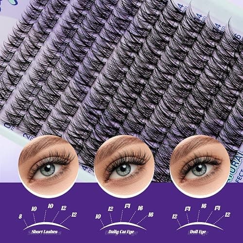B&Q Wispy Lash Clusters Kit, Natural 01, Individual False Eyelashes Extension Set, Undetectable Natural Look for Effortless Day-to-Night Beauty, from Office Elegance to Date Night Glamour(8-16mix) thumbnail 7