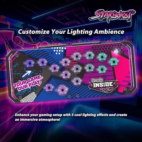 Brook Fighter Starburst All-Button Arcade Controller for PS5, PS4, Xbox Series X|S, NS & NS2, PC – Hot-Swappable Switches, RGB Lighting, Adjustable Angles, Tournament-Grade Performance thumbnail 4
