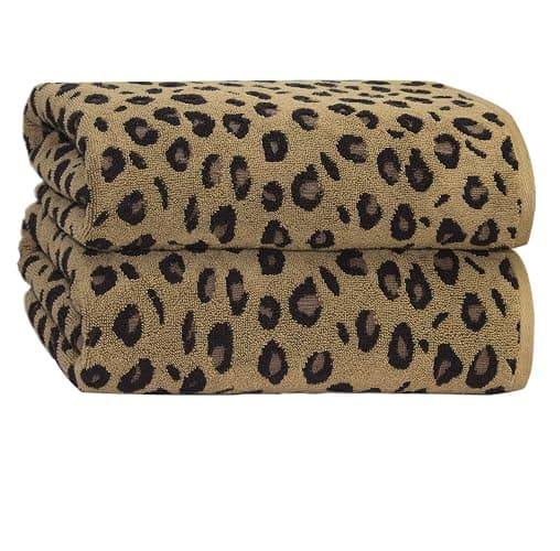 COTTON CRAFT Oversized Bath Sheet - 2 Pack Extra Large 32 x 89 Animal Print Leopard Cheetah Africa Safari 100% Cotton Jacquard Towel - Soft Absorbent Luxury Bathroom Shower Spa 450 GSM Bath Sheet - Image 1